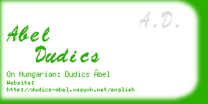 abel dudics business card